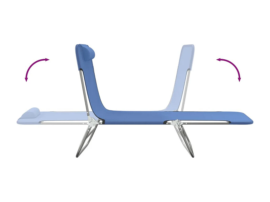 Chaises longues pliables lot de 2 bleu textilène et acier