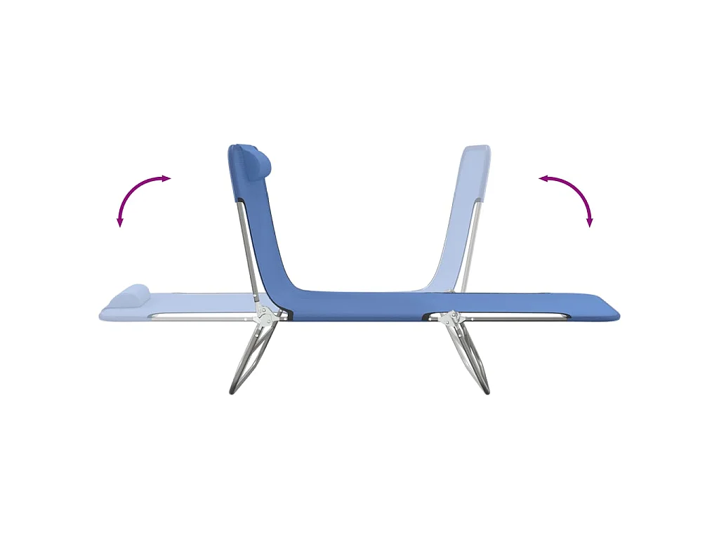Chaises longues pliables lot de 2 bleu textilène et acier