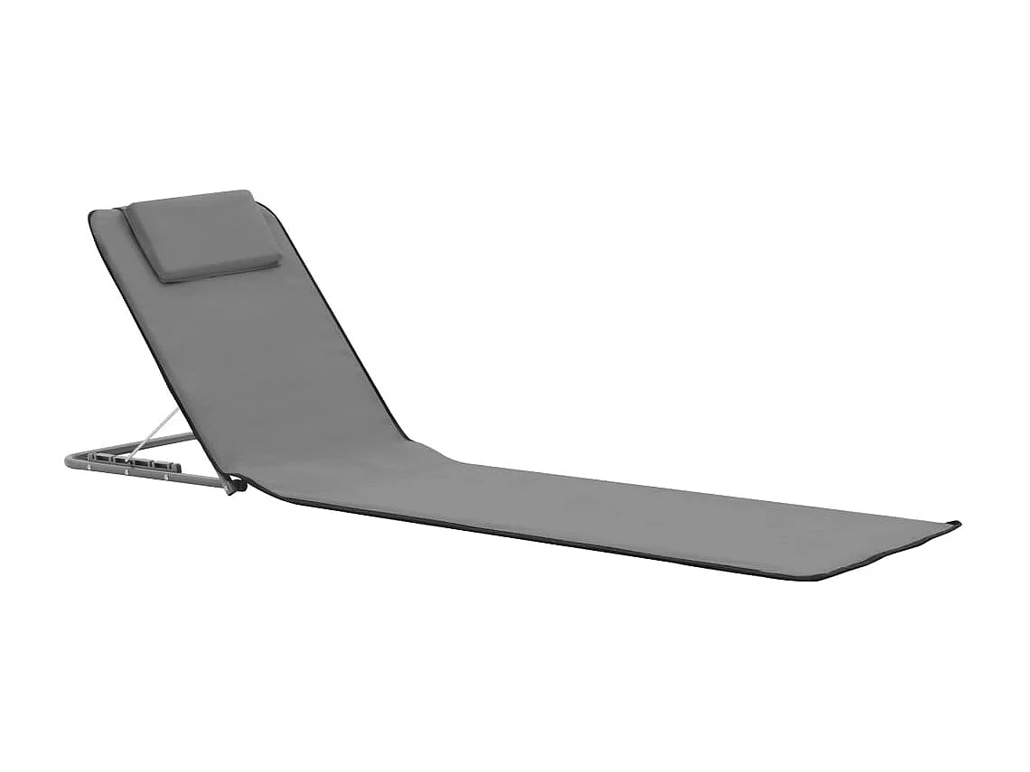 Lettino da Spiaggia 2 pz Pieghevole in Acciaio e Tessuto Grigio