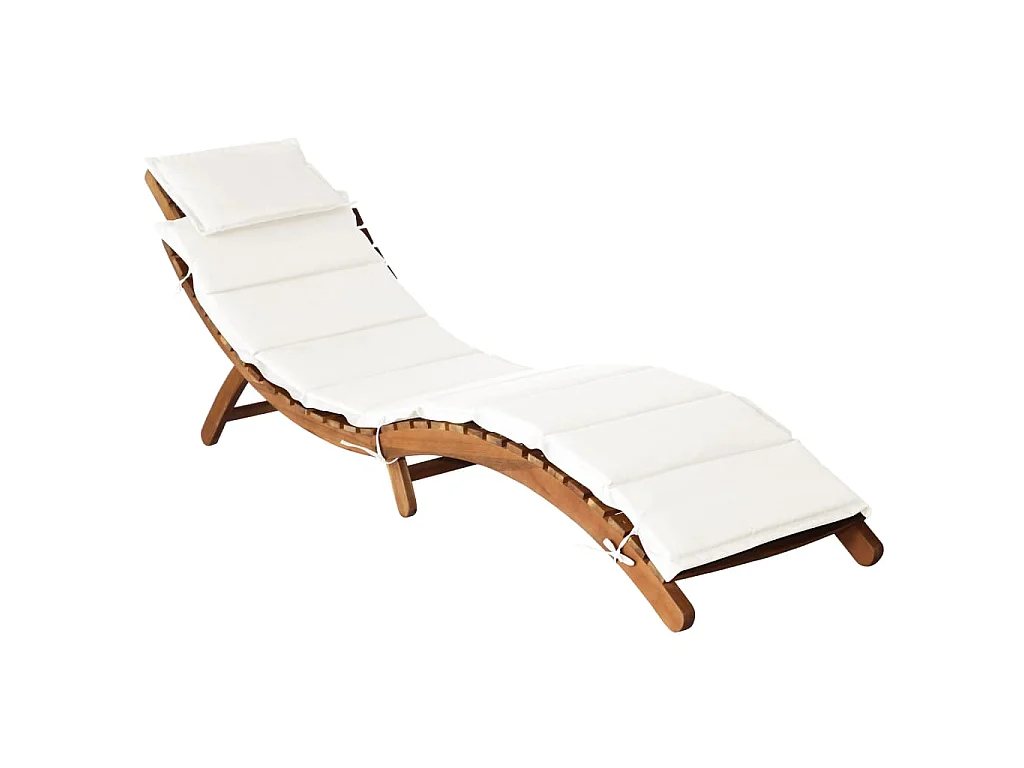 Lettini Prendisole con Cuscini 2pz Bianco Crema Massello Acacia