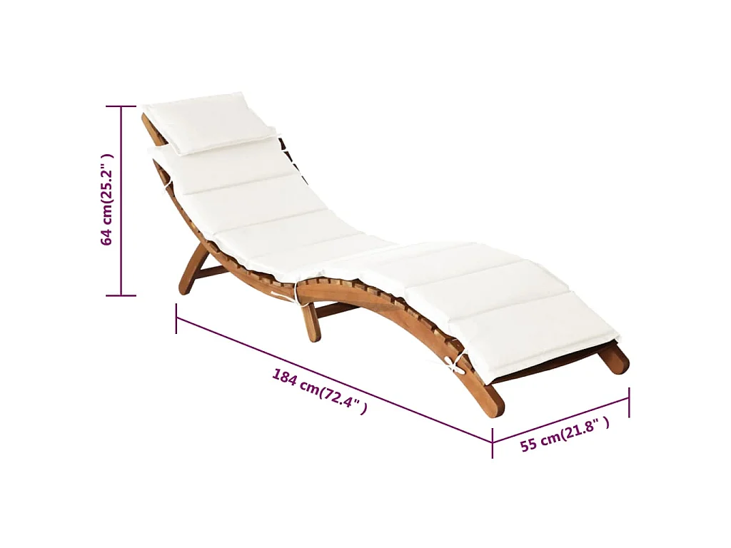 Lettini Prendisole con Cuscini 2pz Bianco Crema Massello Acacia