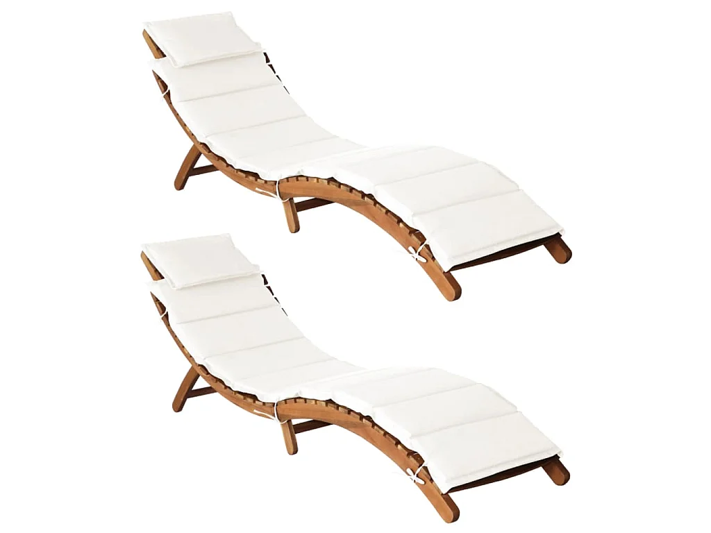 Lettini Prendisole con Cuscini 2pz Bianco Crema Massello Acacia