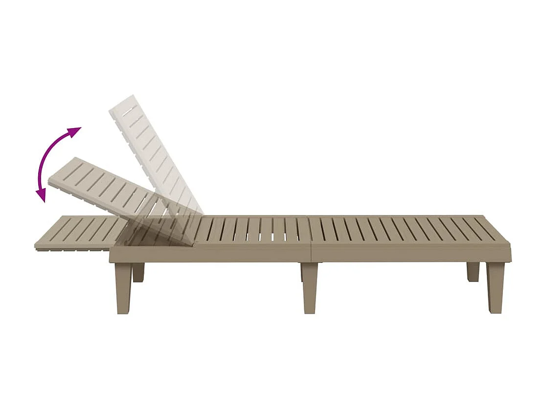 Chaise longue marron clair 155x58x83 cm polypropylène