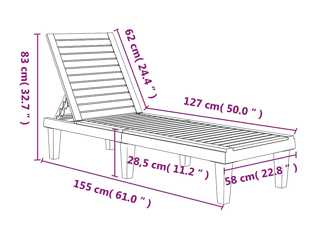 Lettino Prendisole Marrone 155x58x83 cm in Polipropilene