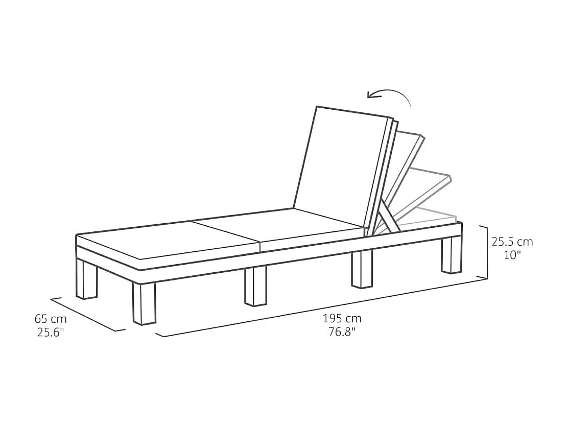 Chaise longue avec coussin Daytona Marron