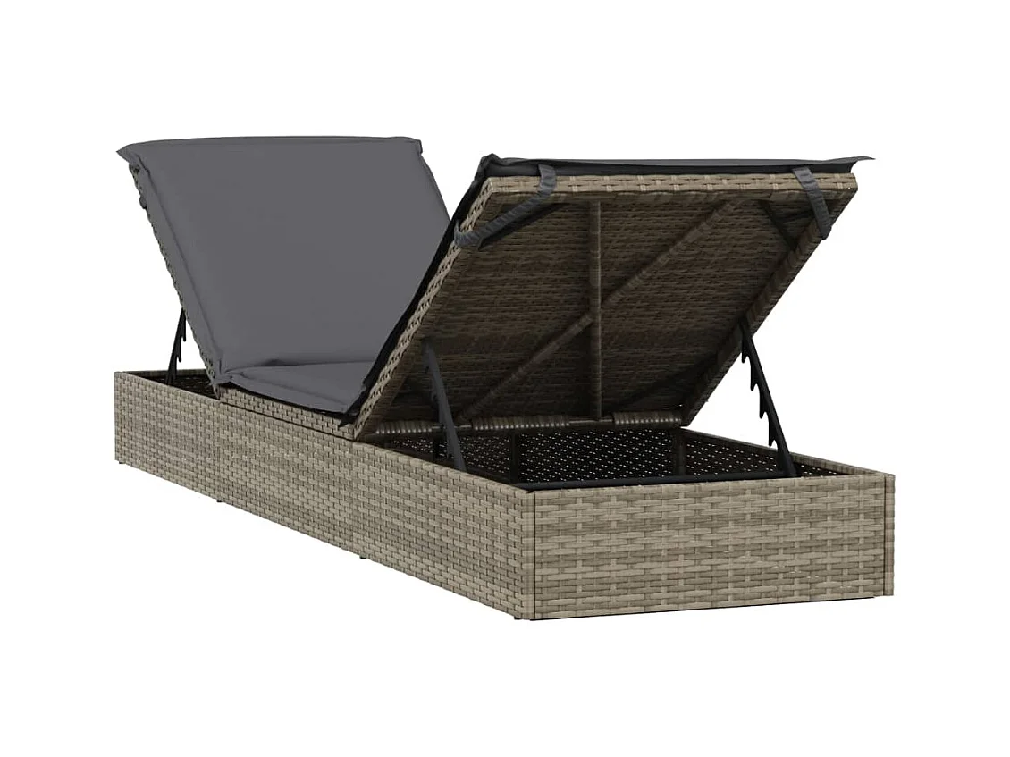 Espreguiçadeiras com mesa 2 pcs vime PE cinzento