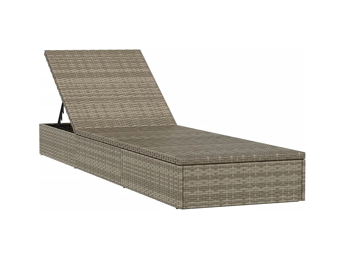 Sonnenliegen 2 Stk. mit Tisch Grau Poly Rattan