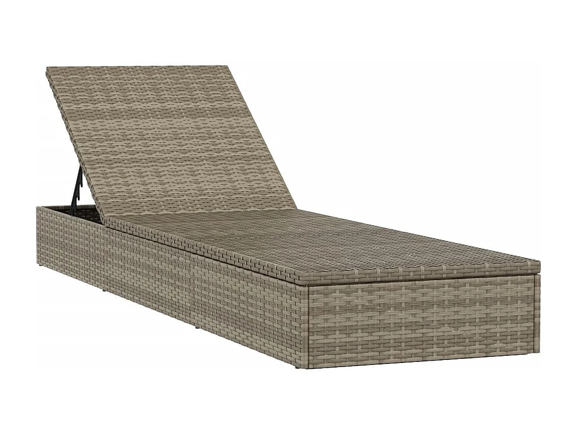 Transats 2 pcs avec table gris résine tressée