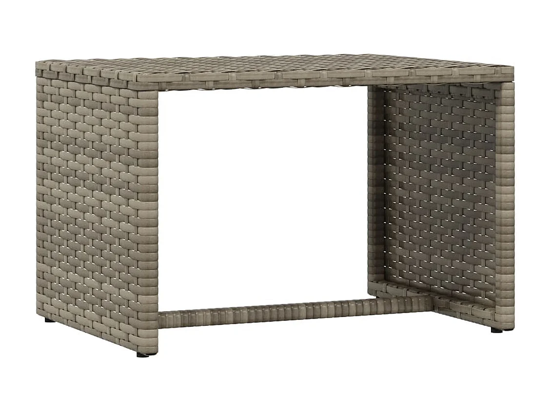 Transats 2 pcs avec table gris résine tressée