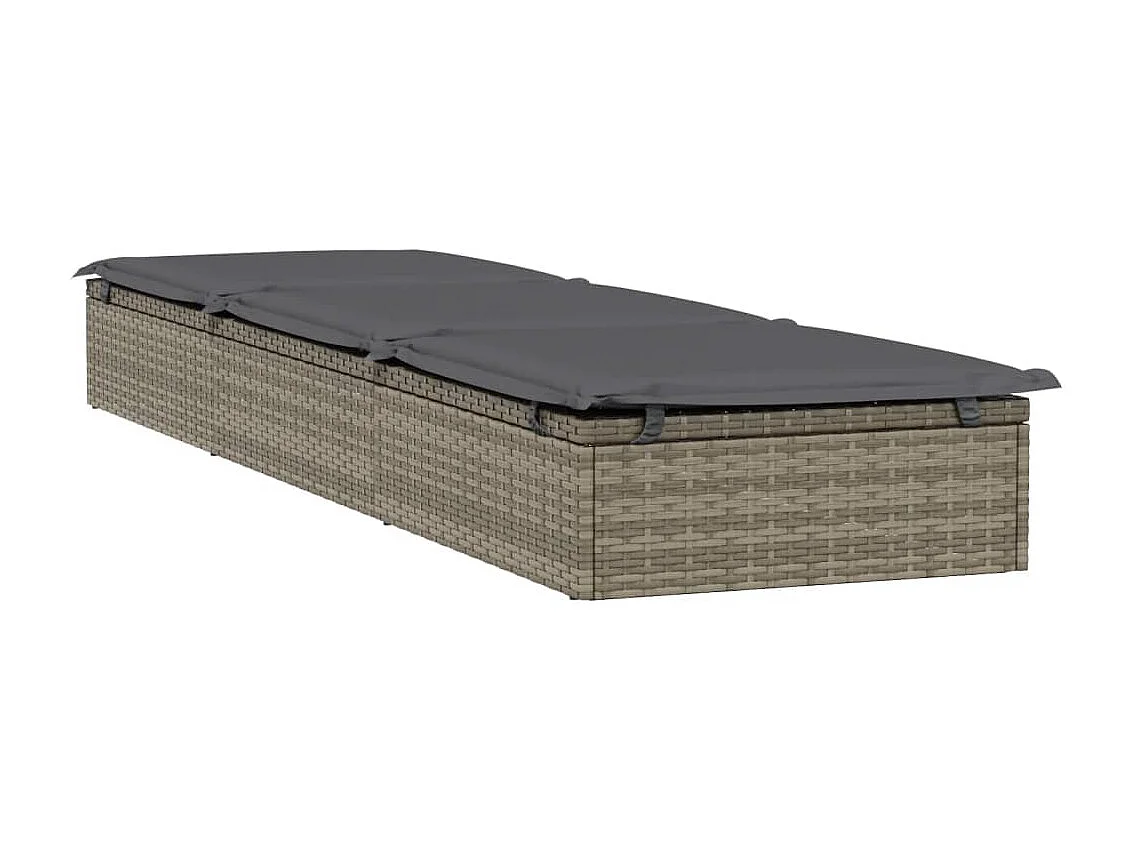 Lettini Prendisole 2pz con Tavolino Grigio in Polyrattan