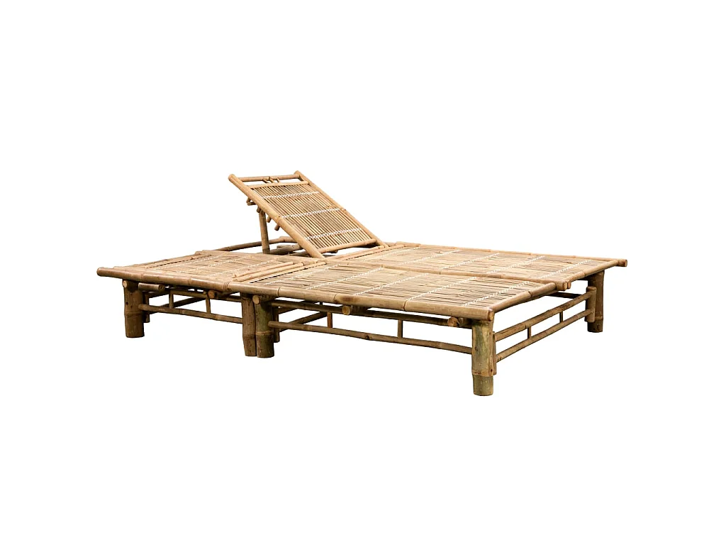Chaise longue pour 2 personnes avec coussins Bambou
