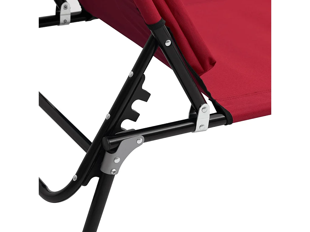Chaise longue pliante rouge tissu oxford acier enduit de poudre