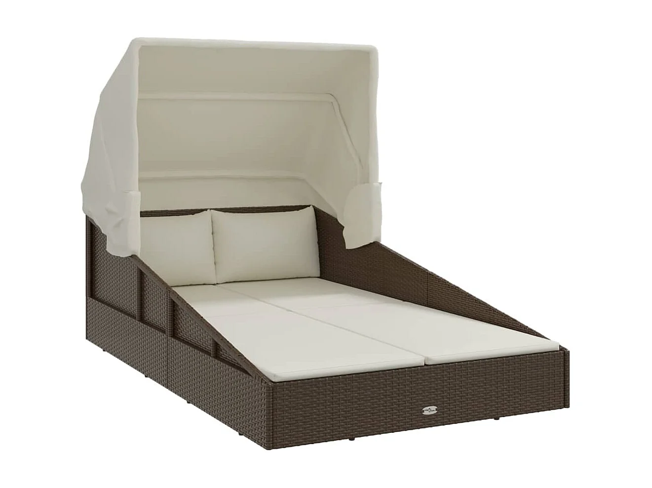 Transat avec toit pliable marron 200x114x128 cm résine tressée