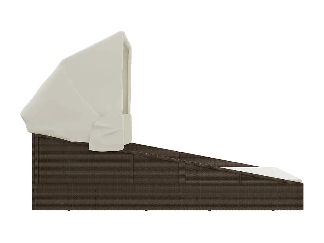 Transat avec toit pliable marron 200x114x128 cm résine tressée