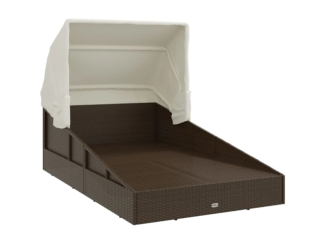 Transat avec toit pliable marron 200x114x128 cm résine tressée