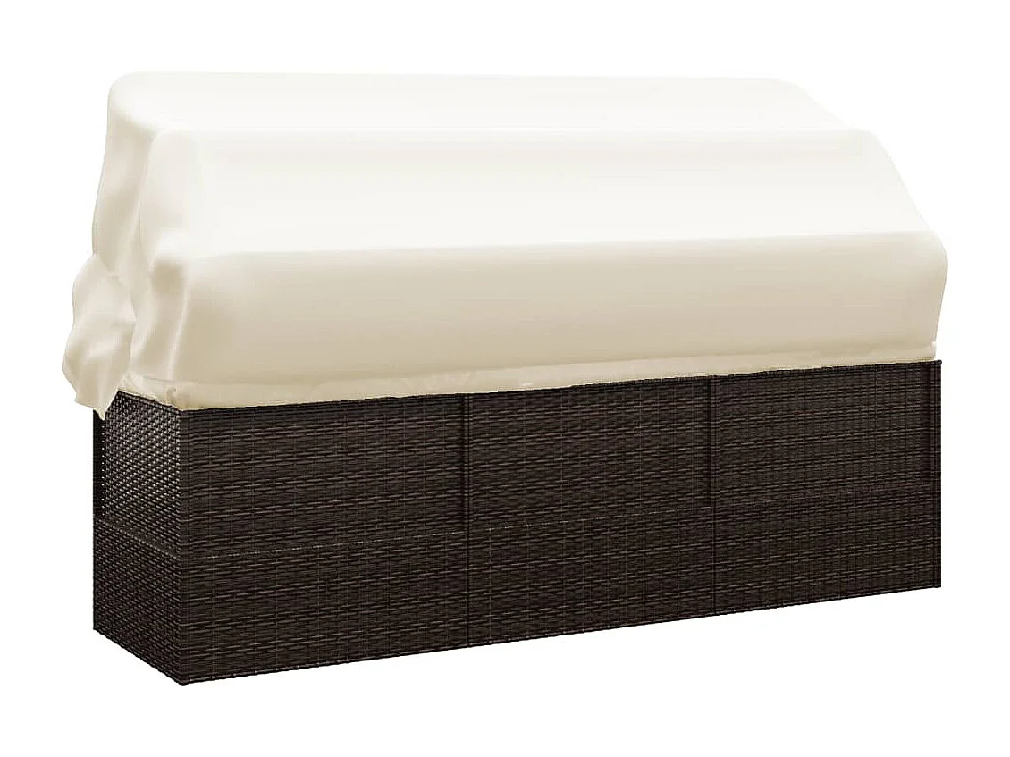 Lit de salon d'extérieur toit et coussins Marron Résine tressée