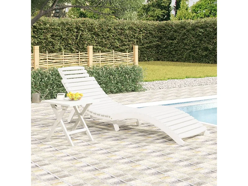 Sonnenliege Weiß 184x55x64 cm Massivholz Akazie