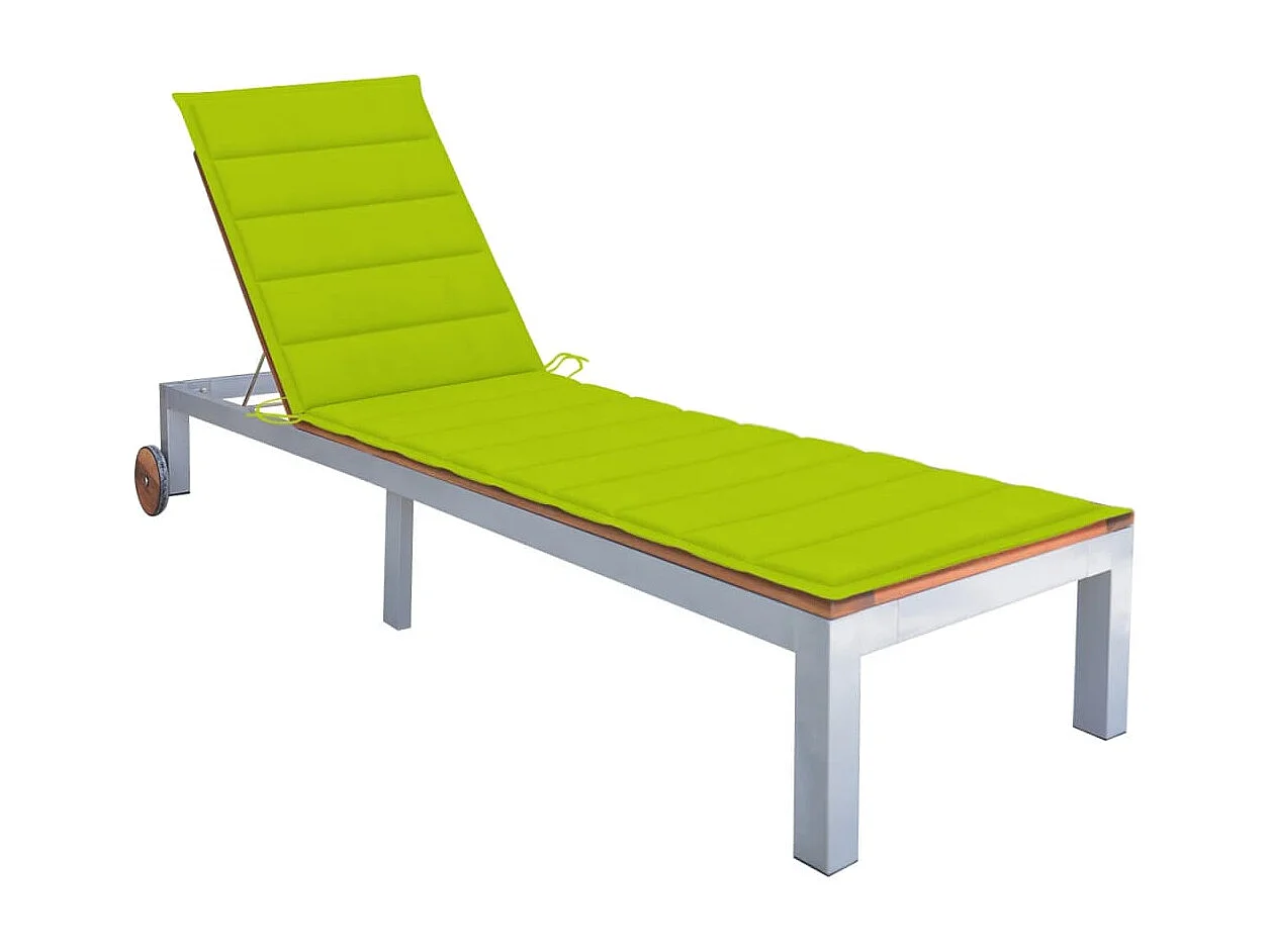 Sonnenliege mit Auflage Akazie Massivholz Verzinkter Stahl