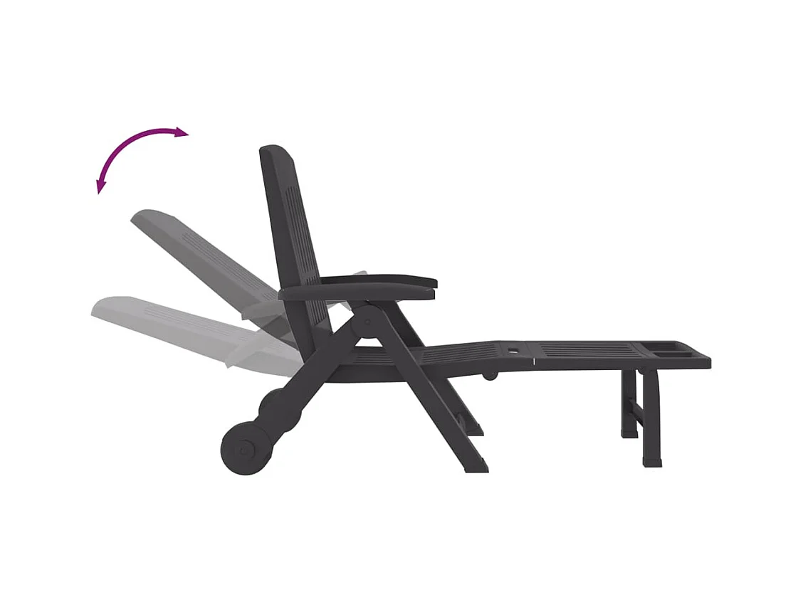 Tumbona plegable con ruedas PP gris antracita
