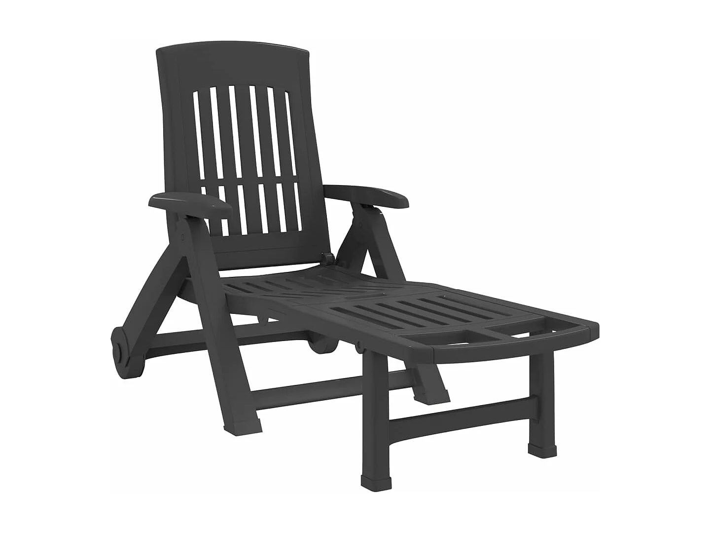 Chaise longue pliable avec roues anthracite PP