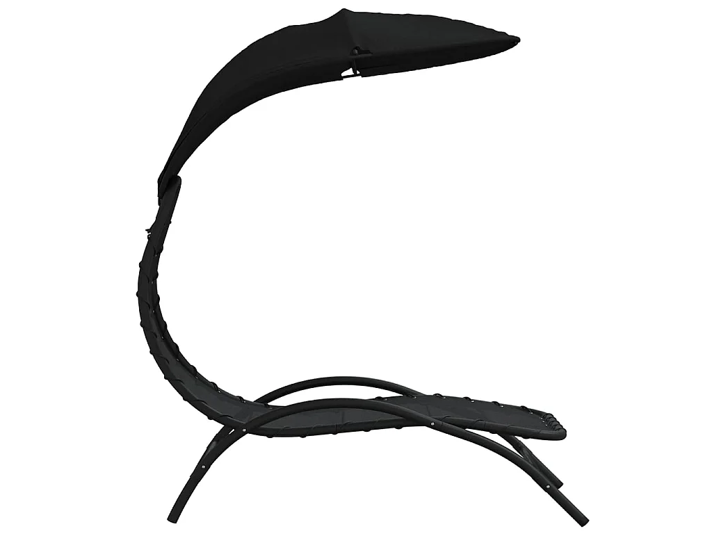 Lettino Prendisole Tettuccio Nero 167x80x195cm Tessuto Acciaio