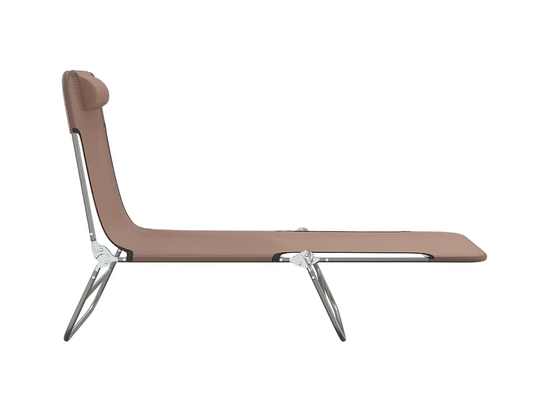 Chaises longues pliables lot de 2 marron textilène et acier