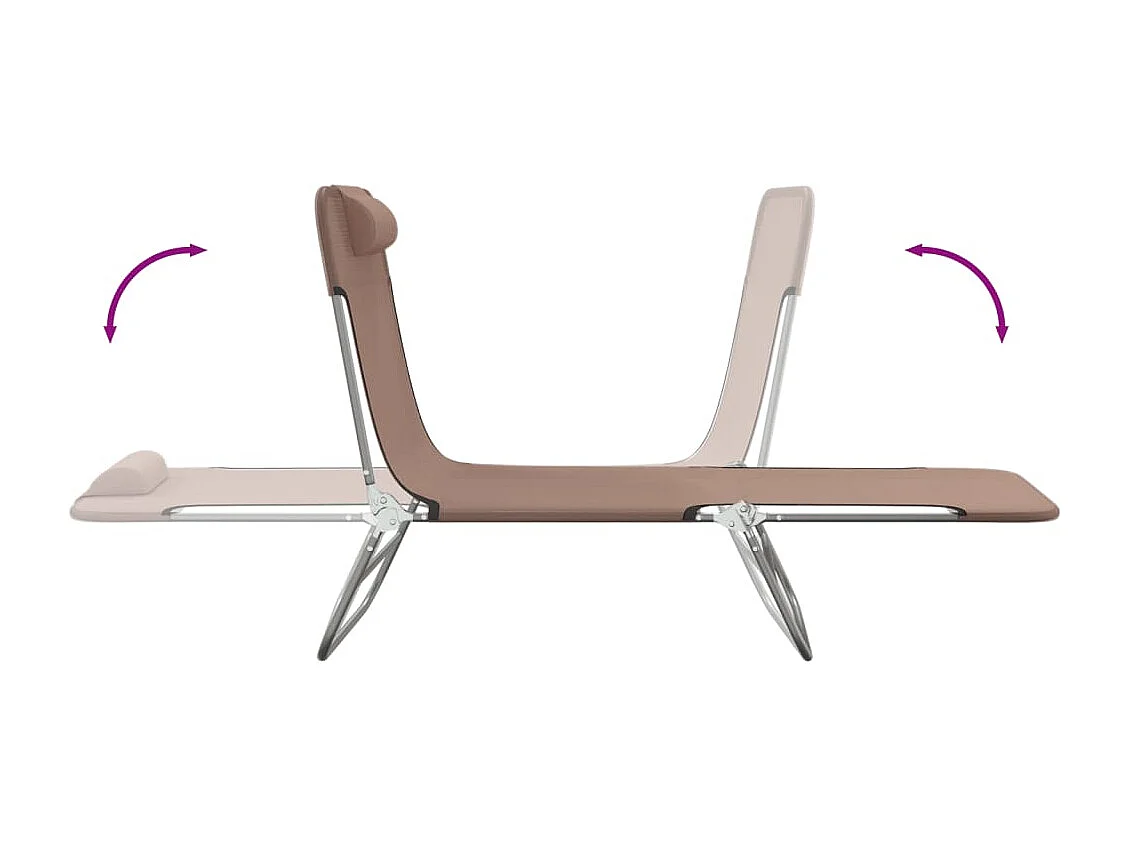 Chaises longues pliables lot de 2 marron textilène et acier