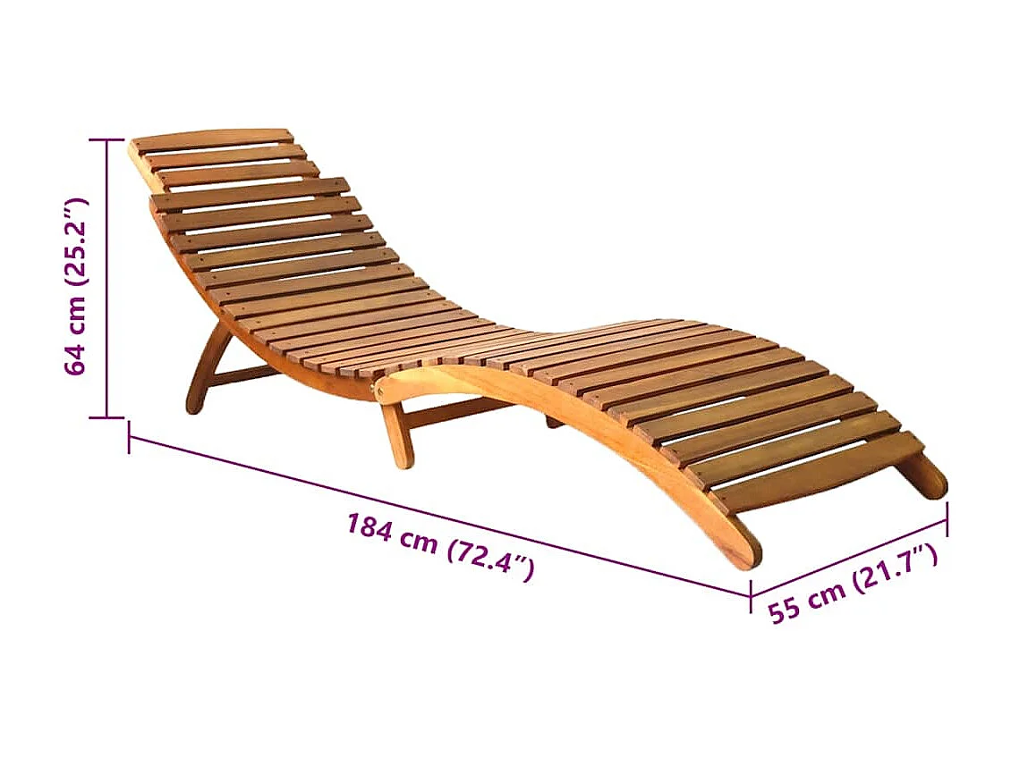 Chaises longues lot de 2 avec coussins Bois d'acacia solide