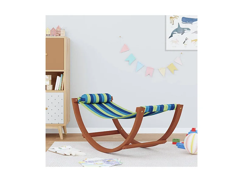 Hamac à bascule pour enfants bleu et vert tissu