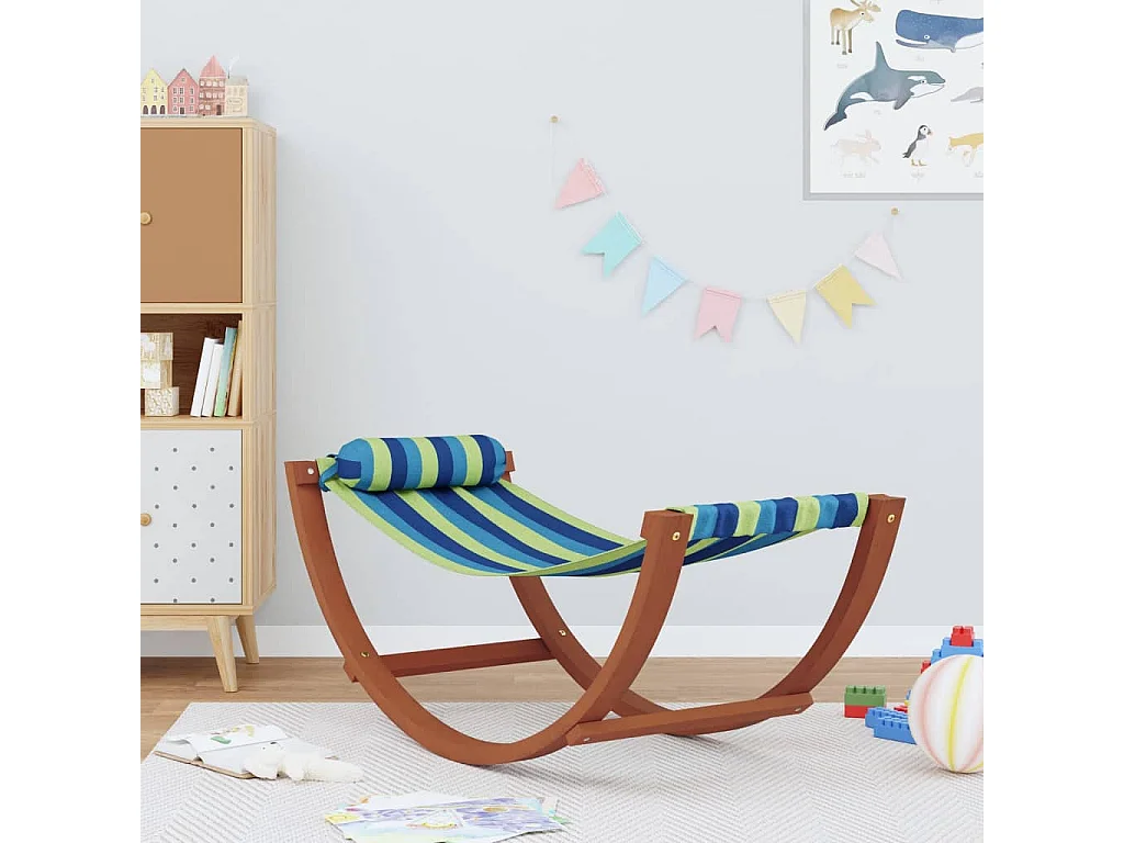 Hangmatschommel voor kinderen stof blauw en groen