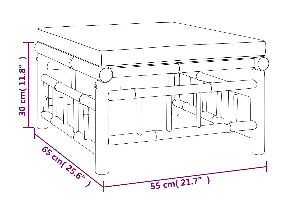 6-tlg. Garten-Lounge-Set mit Cremeweißen Kissen Bambus