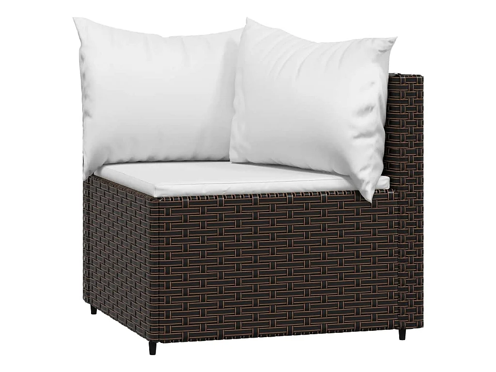 Set muebles de jardín 4 piezas y cojines ratán sintético marrón