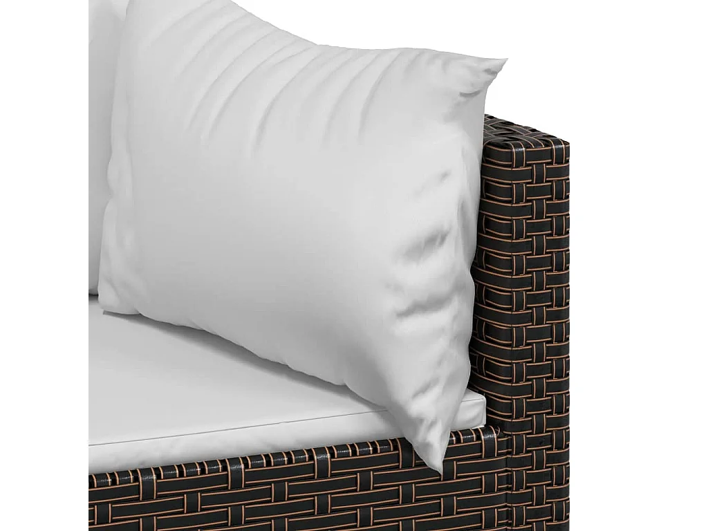Set muebles de jardín 4 piezas y cojines ratán sintético marrón