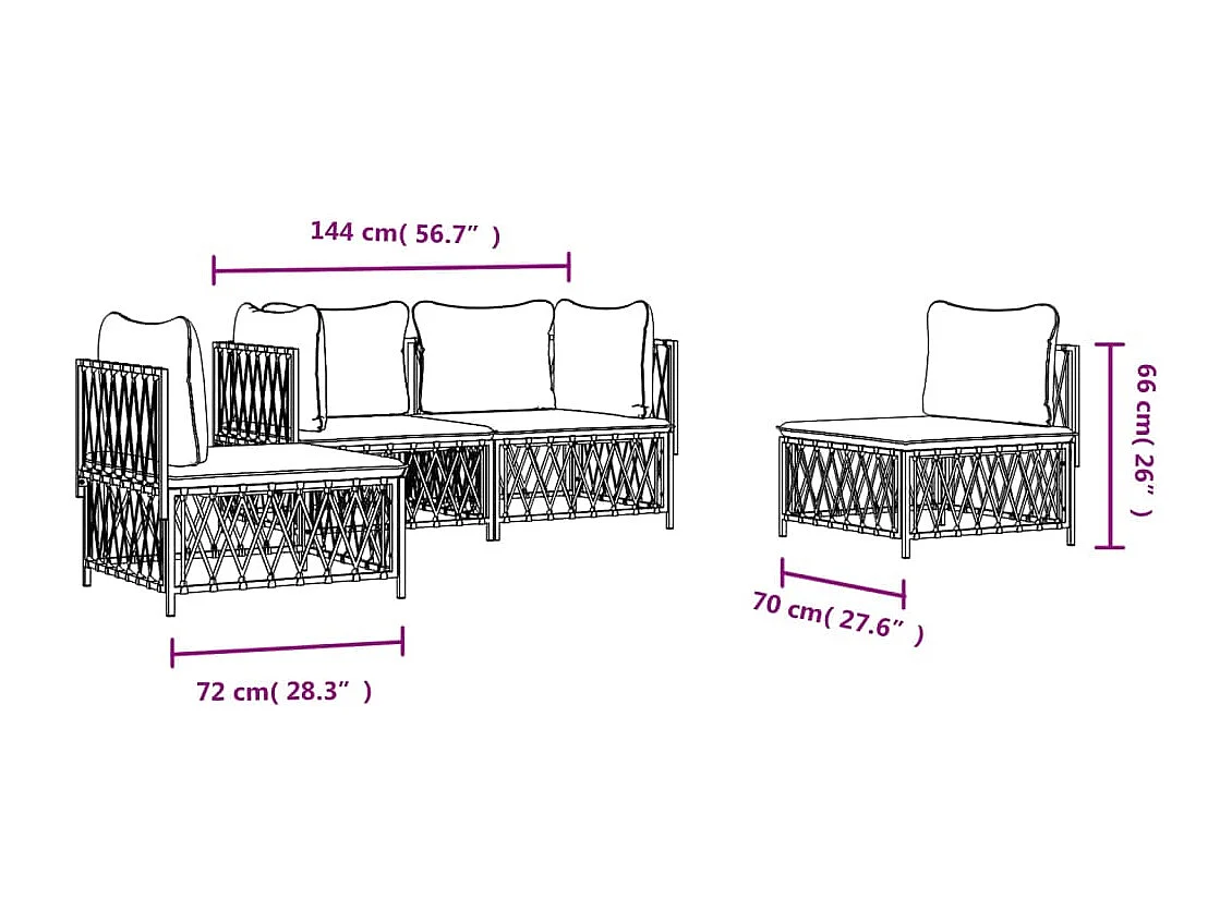 4-tlg. Garten-Lounge-Set mit Kissen Anthrazit Stahl
