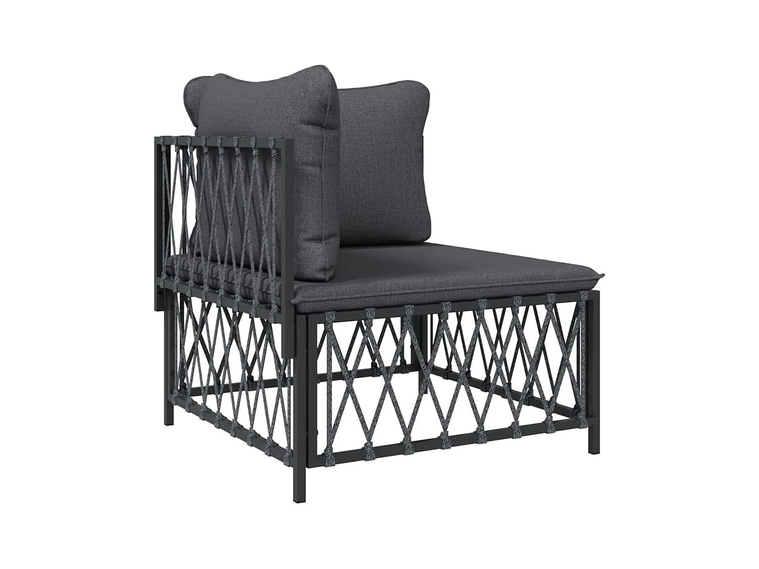 Salon de jardin avec coussins 5 pcs anthracite acier