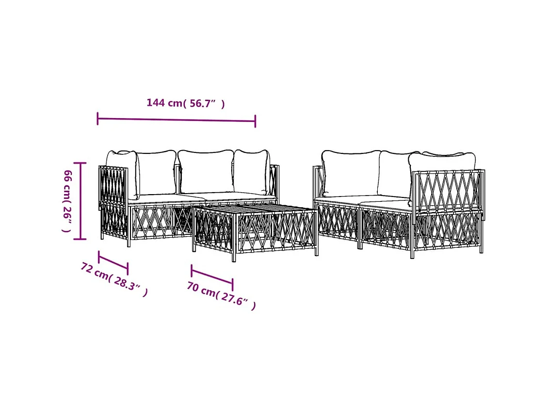 Salon de jardin avec coussins 5 pcs anthracite acier