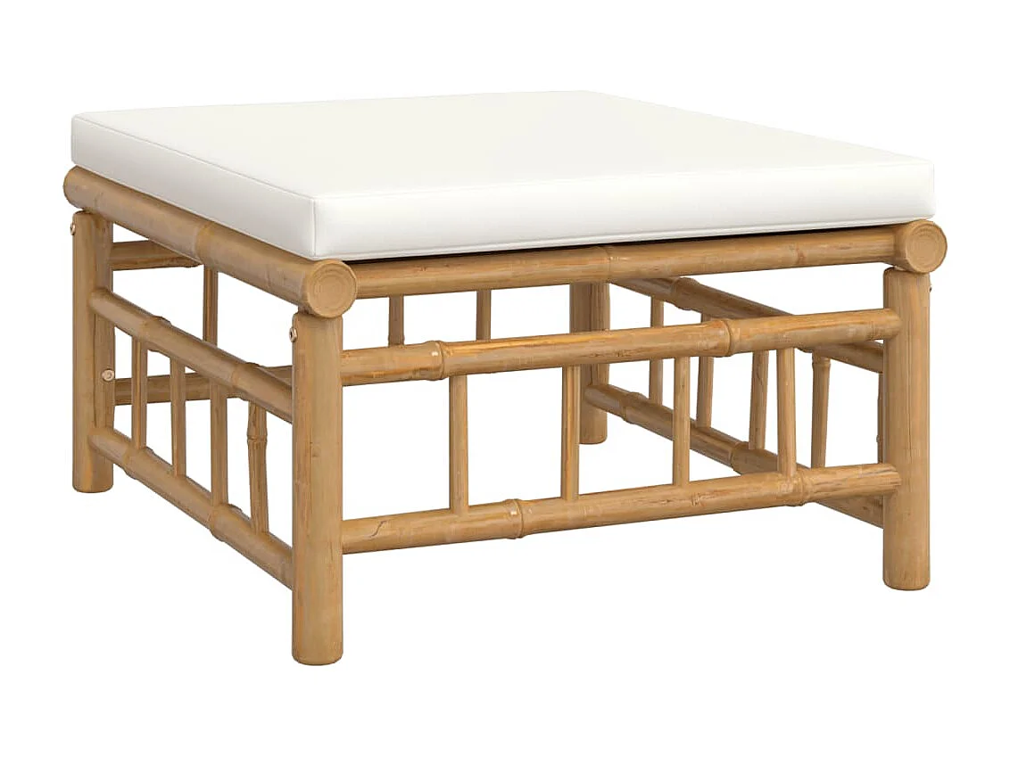 4-tlg. Garten-Lounge-Set mit Cremeweißen Kissen Bambus