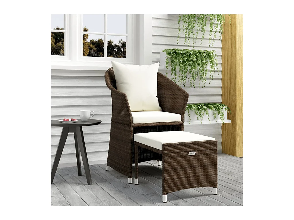 Salon de jardin 2 pcs avec coussins Marron Résine tressée
