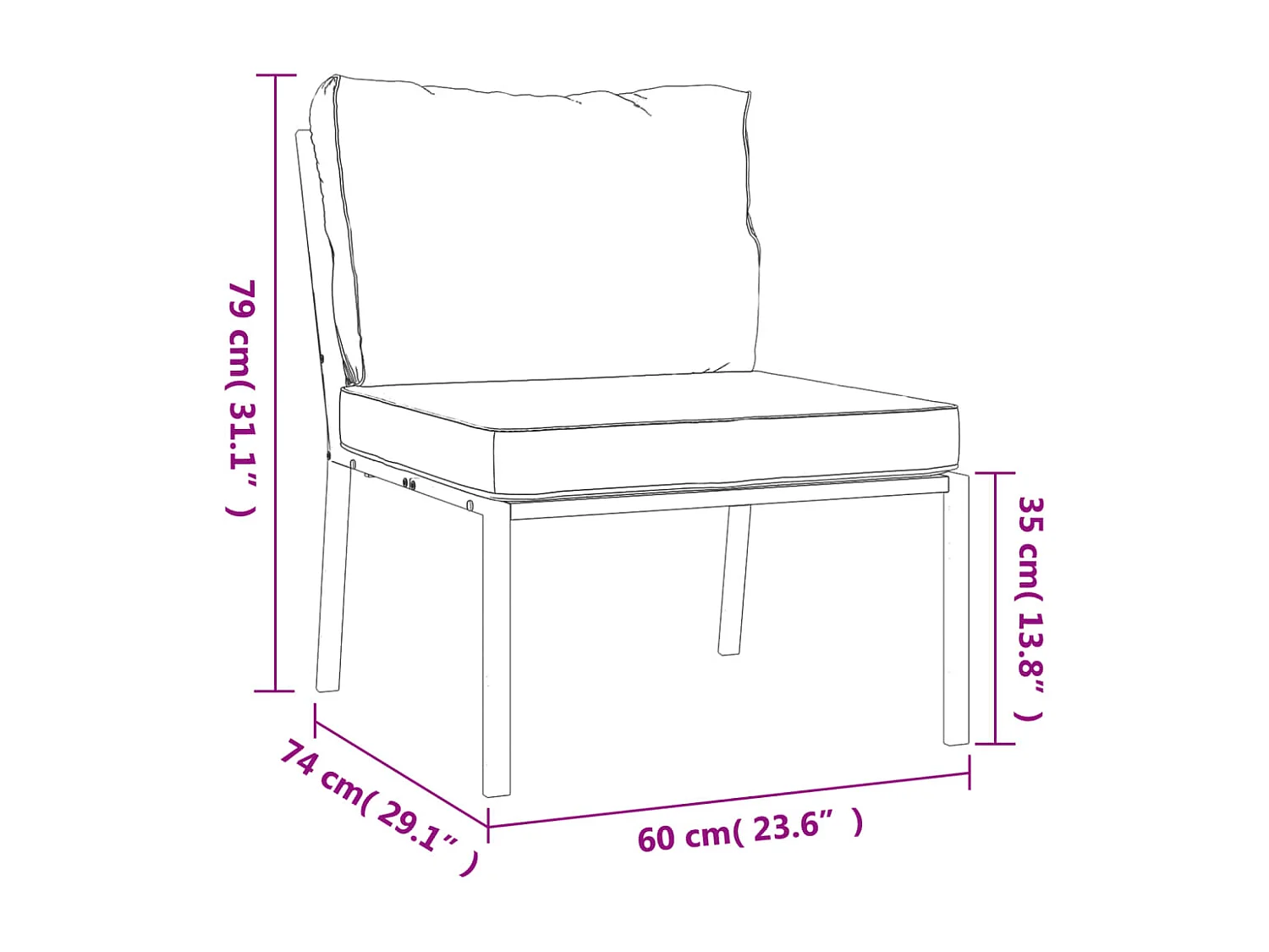 Salon de jardin 6 pcs avec coussins sable acier
