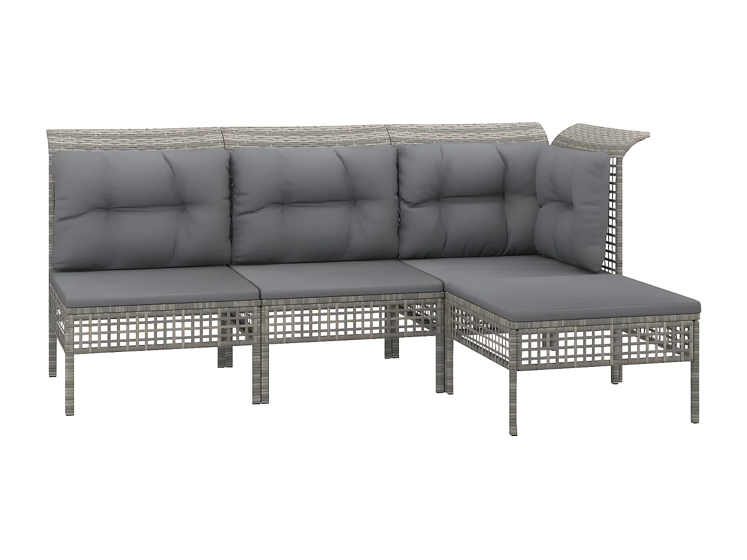 Set Divani da Giardino 4 pz con Cuscini in Polyrattan Grigio