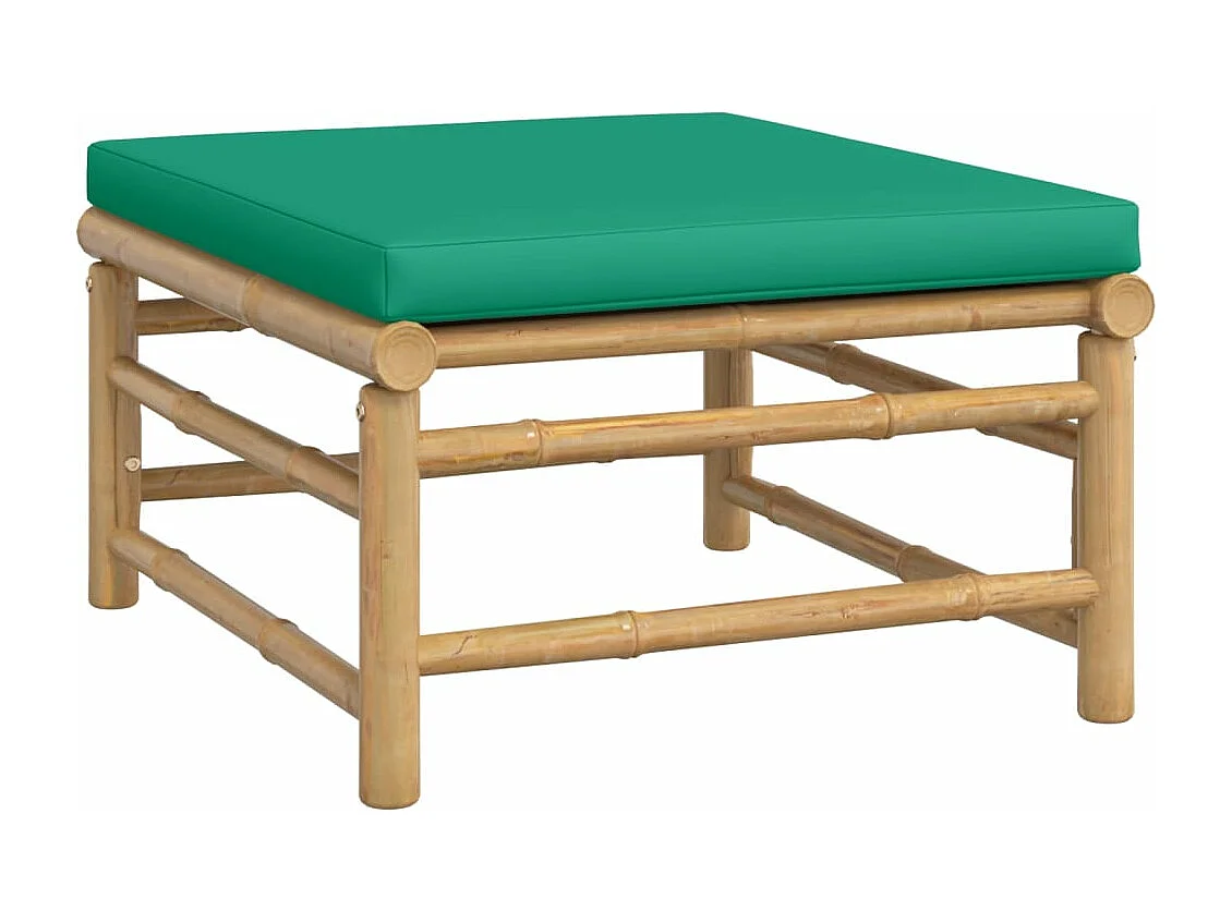 3-tlg. Garten-Lounge-Set mit Grünen Kissen Bambus