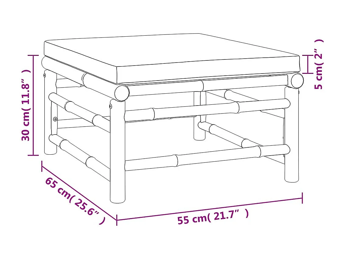 3-tlg. Garten-Lounge-Set mit Grünen Kissen Bambus