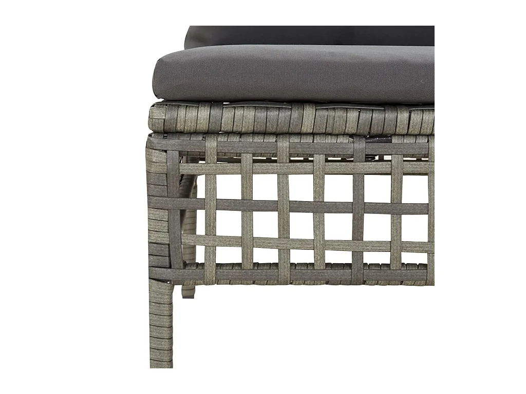 5-tlg. Garten-Lounge-Set mit Kissen Grau Poly Rattan