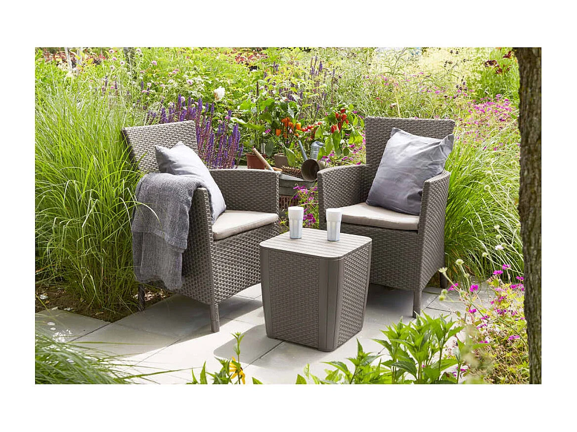 3-tlg. Garten-Sitzgruppe Iowa Cappuccino-Braun 224383