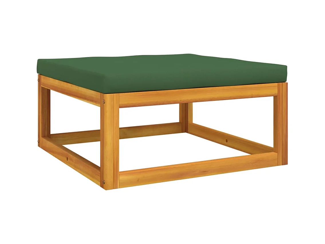 Set Salotto da Giardino 4 pz con Cuscini Verdi Legno Massello