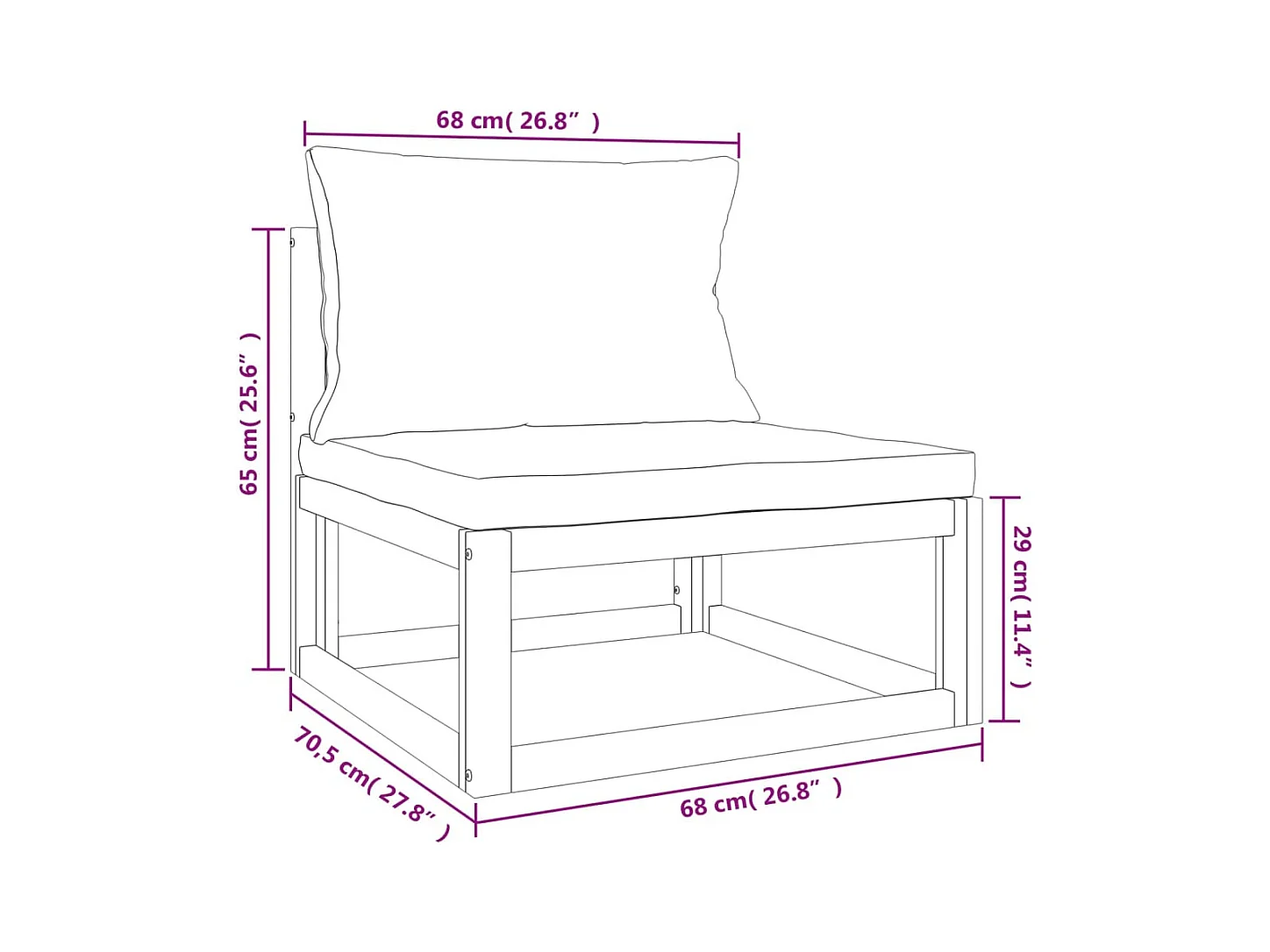Set Salotto da Giardino 4 pz con Cuscini Verdi Legno Massello