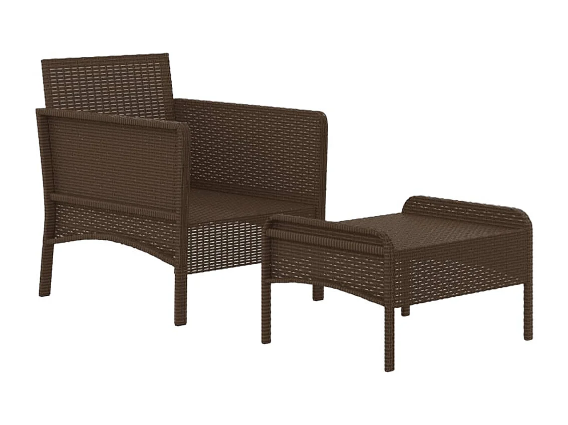 2 pcs conjunto lounge de jardim c/ almofadões vime PE castanho