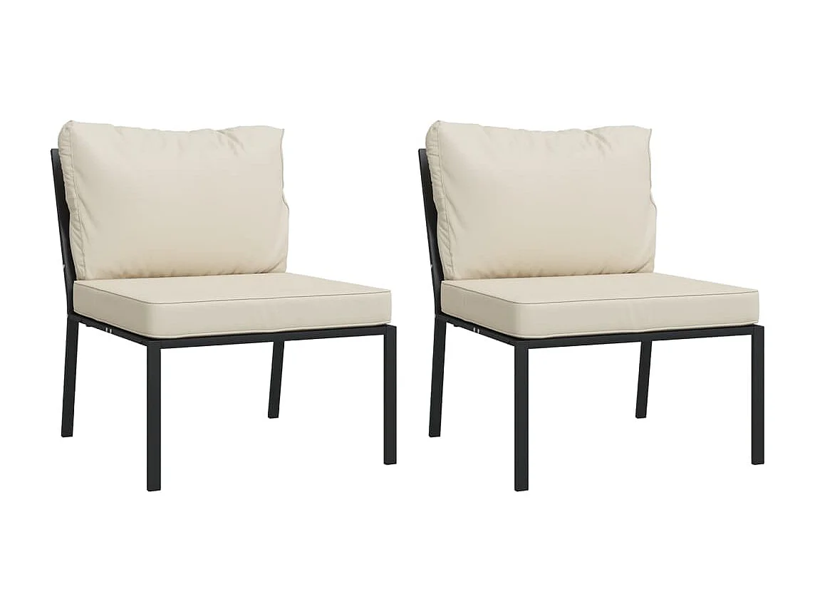 Salon de jardin 6 pcs avec coussins sable acier