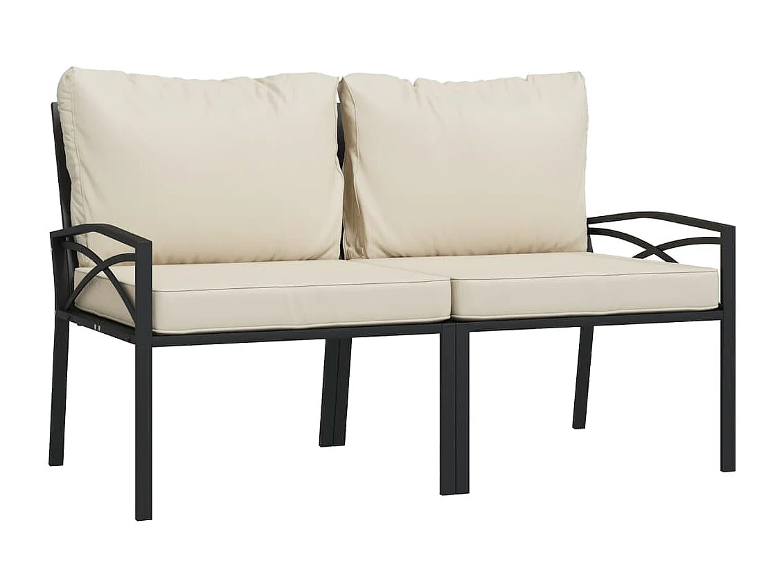 Salon de jardin 6 pcs avec coussins sable acier
