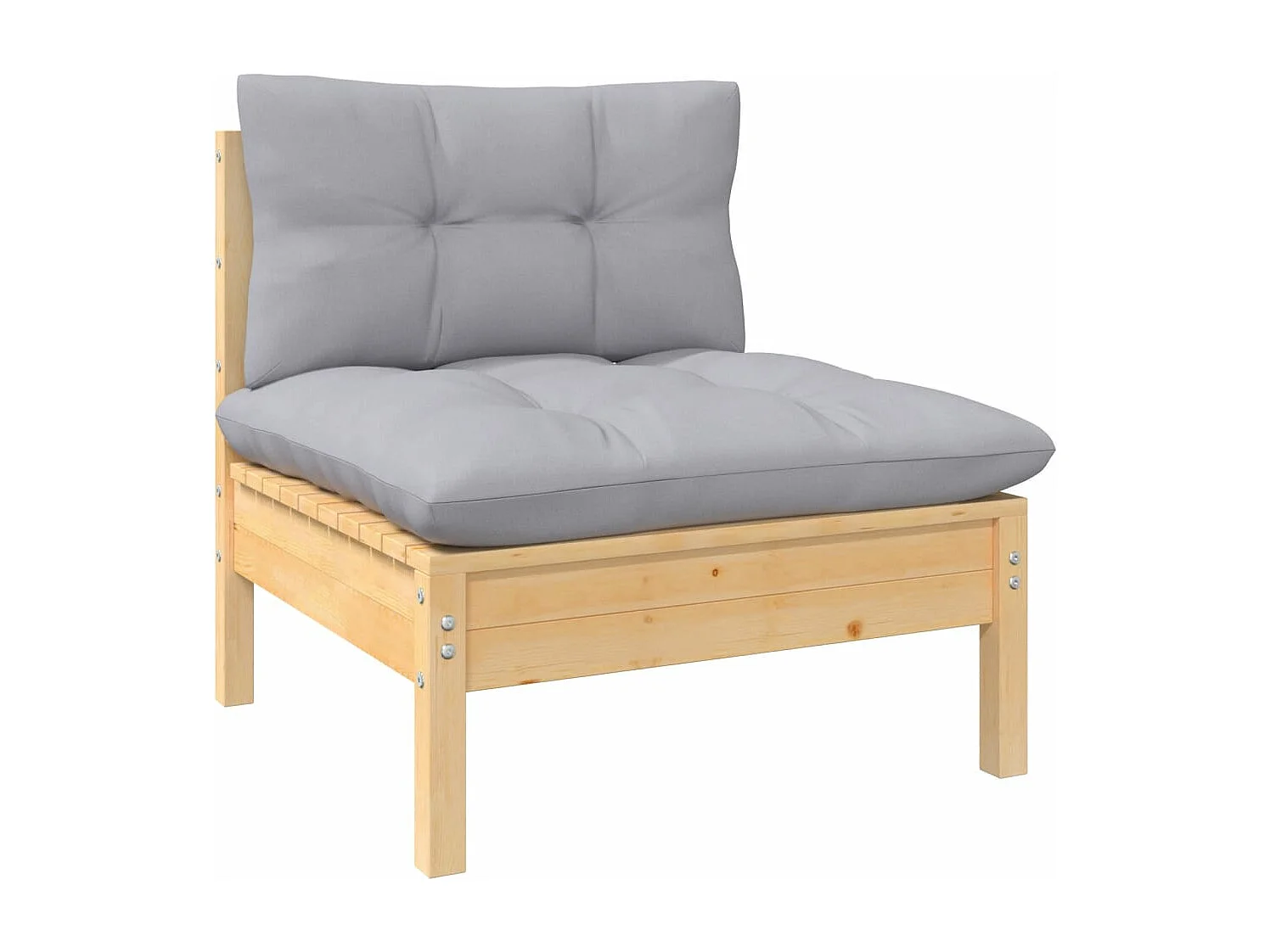 Salon de jardin 14 pcs avec coussins gris Bois de pin solide